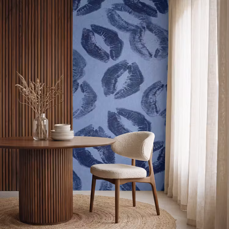 Behang - Lippen - Patroon - Blauw — 4