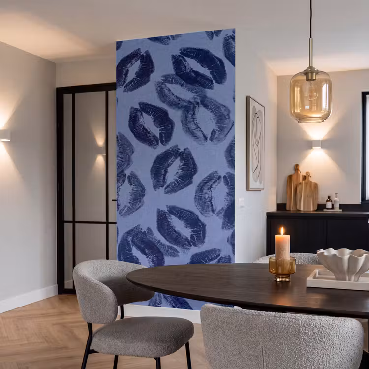 Behang - Lippen - Patroon - Blauw — 5