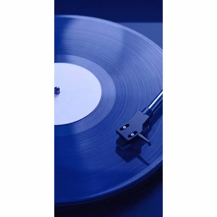 Behang - Platenspeler - Vinyl - Blauw — 2