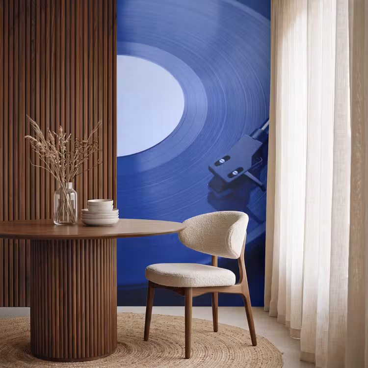 Behang - Platenspeler - Vinyl - Blauw — 4