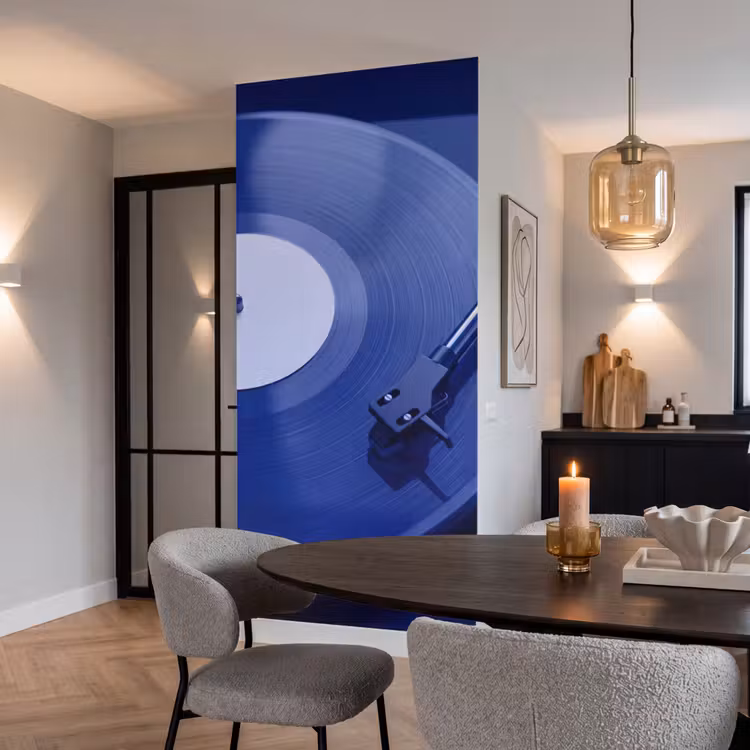 Behang - Platenspeler - Vinyl - Blauw — 5
