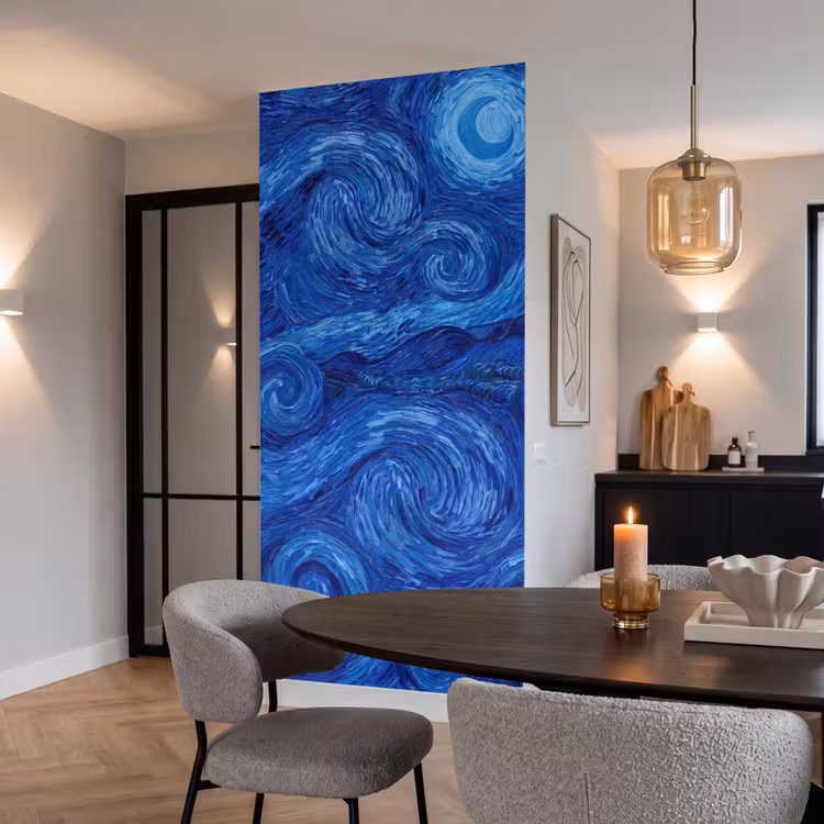Behang - Wervelingen - Blauw - Modern β 5