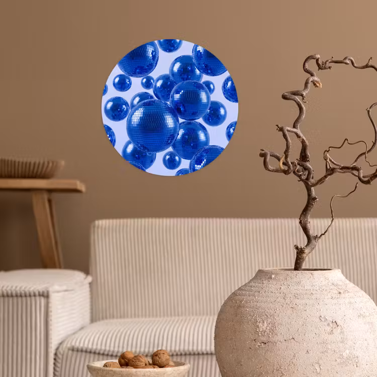 Behangcirkel - Blauwe disco bal — 2