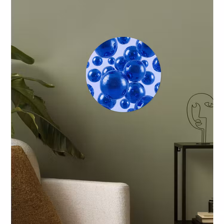 Behangcirkel - Blauwe disco bal — 3