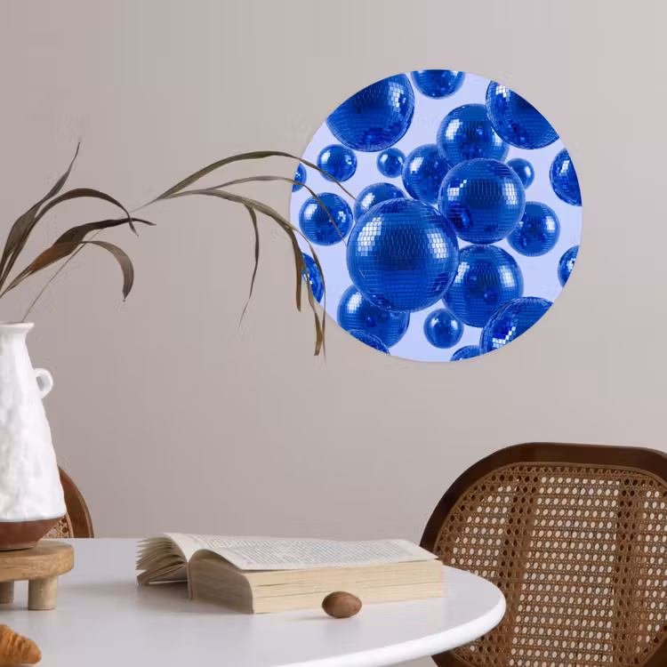 Behangcirkel - Blauwe disco bal — 4
