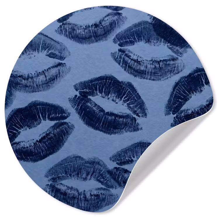 Behangcirkel - Lippen - Patroon - Blauw — 1