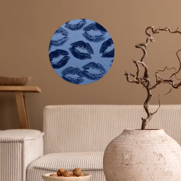 Behangcirkel - Lippen - Patroon - Blauw — 2