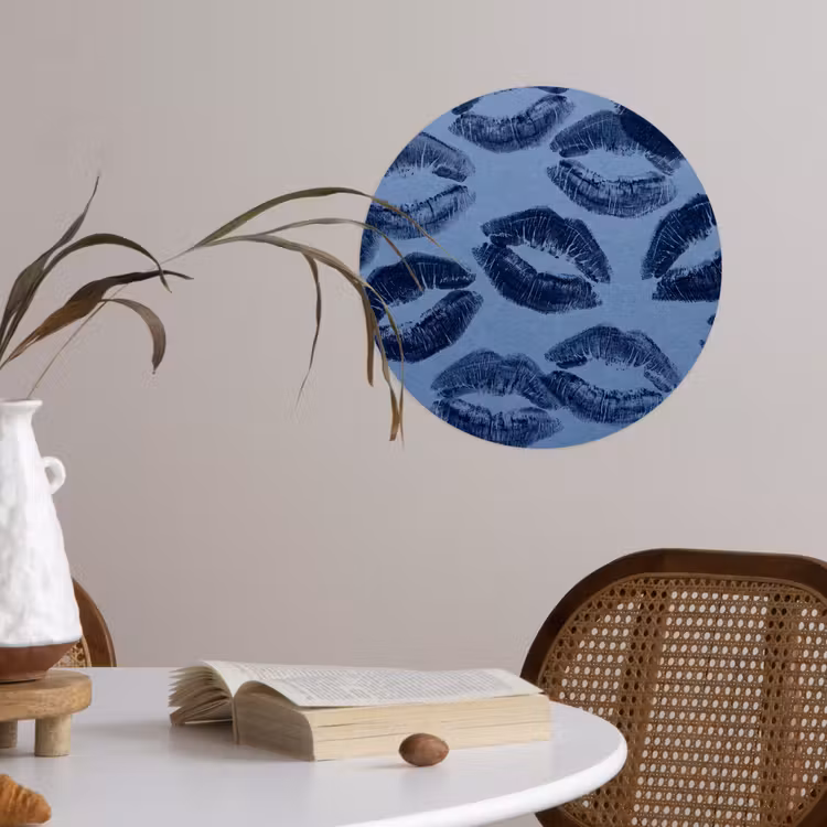 Behangcirkel - Lippen - Patroon - Blauw — 4