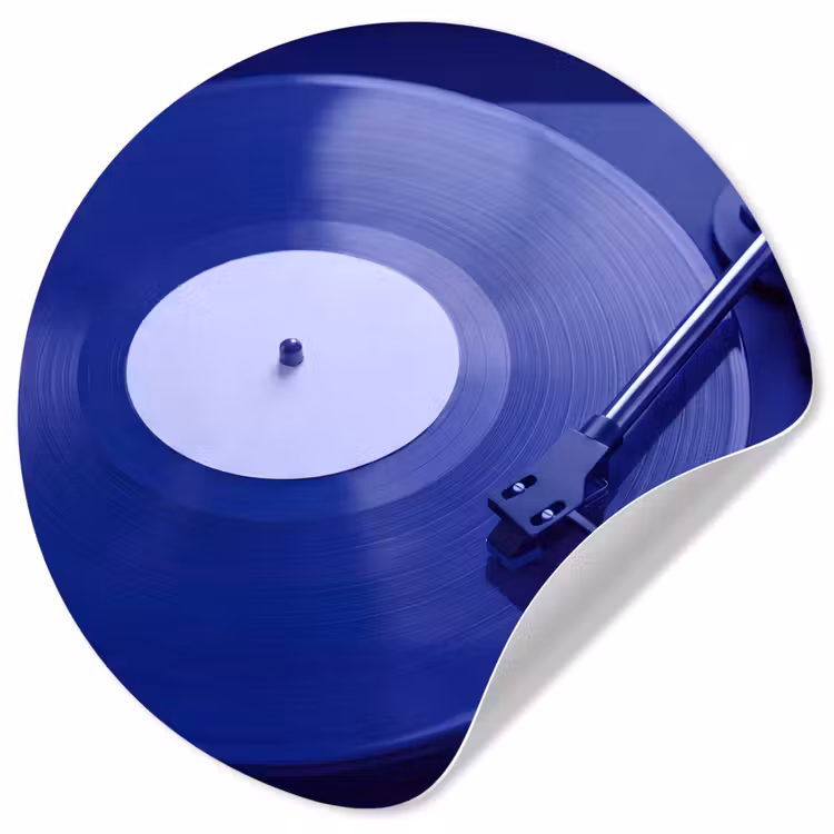 Behangcirkel - Platenspeler - Vinyl - Blauw — 1