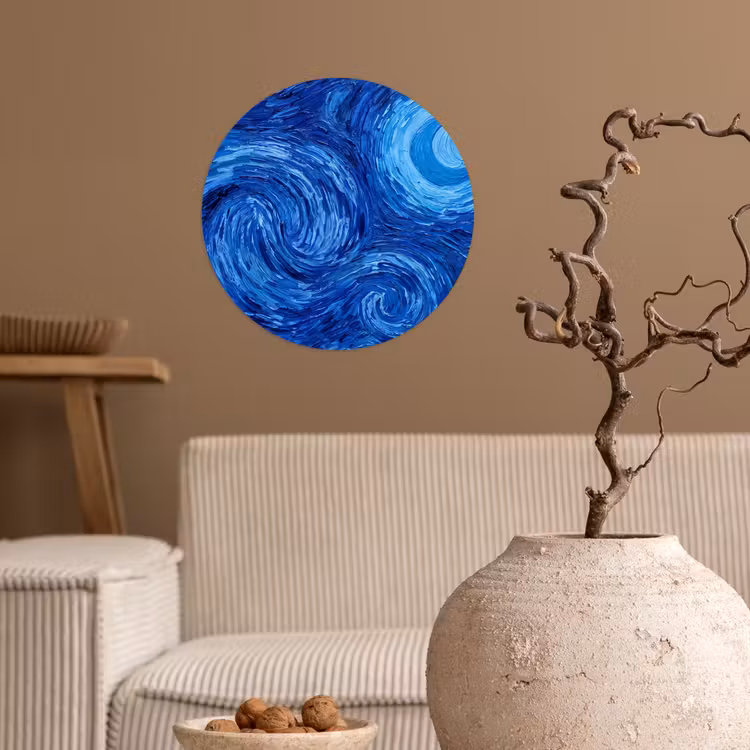 Behangcirkel - Wervelingen - Blauw - Modern — 2