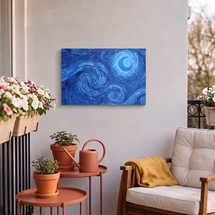 Buiten canvas - Wervelingen - Blauw - Modern — 3