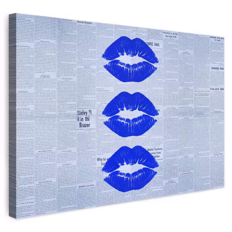 Buiten canvas - Blauwe lippen krant — 1