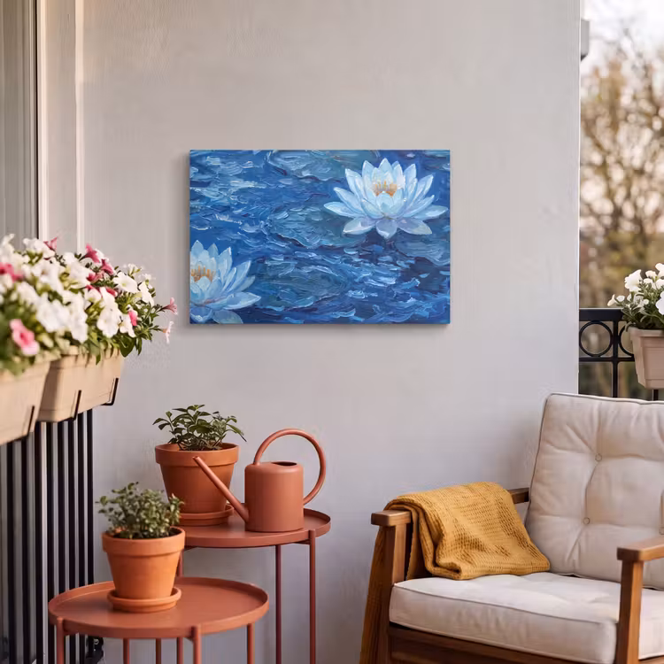 Buiten canvas - Bloemen - Water - Blauw — 3