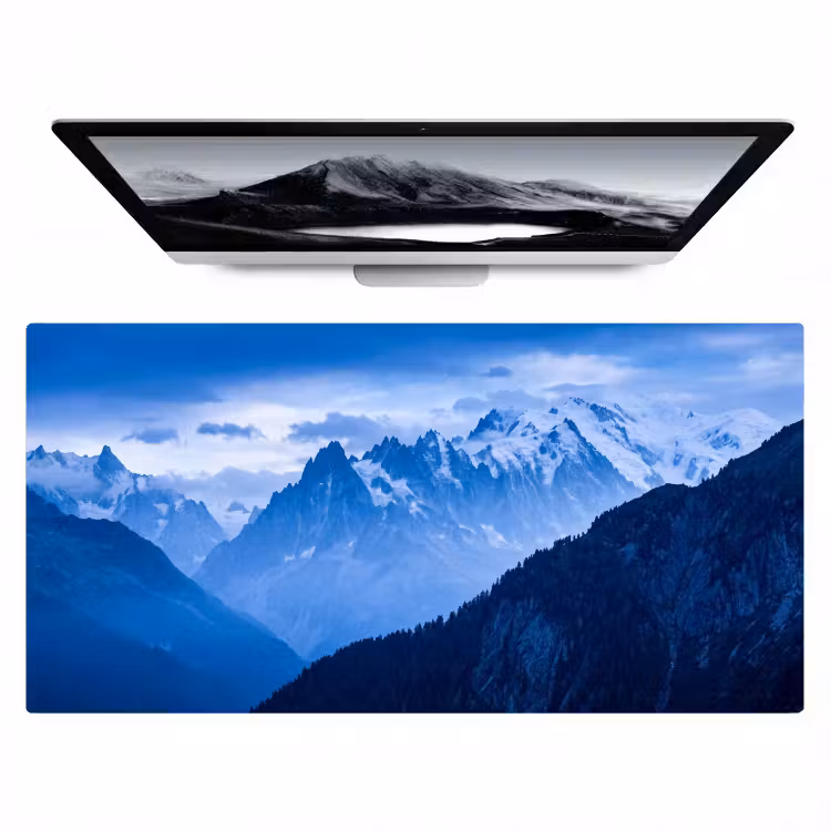 Bureau onderlegger - Bergen - Sneeuw - Blauw — 1