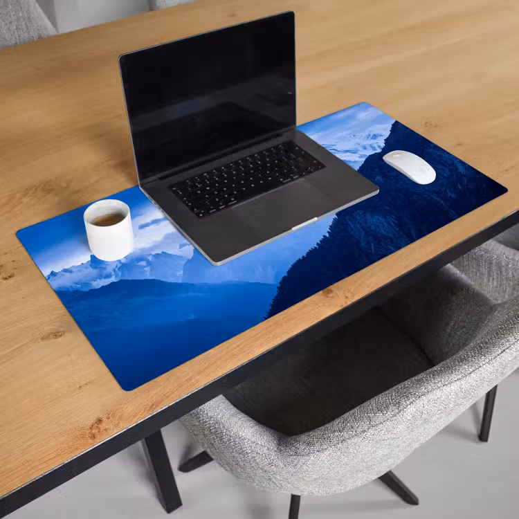 Bureau onderlegger - Bergen - Sneeuw - Blauw — 3