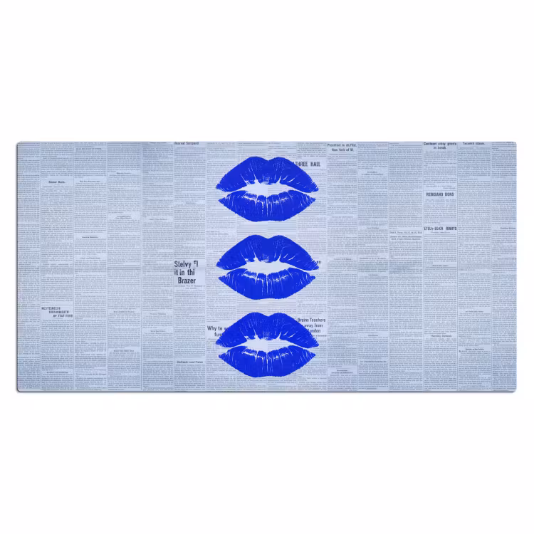 Bureau onderlegger - Blauwe lippen krant — 2