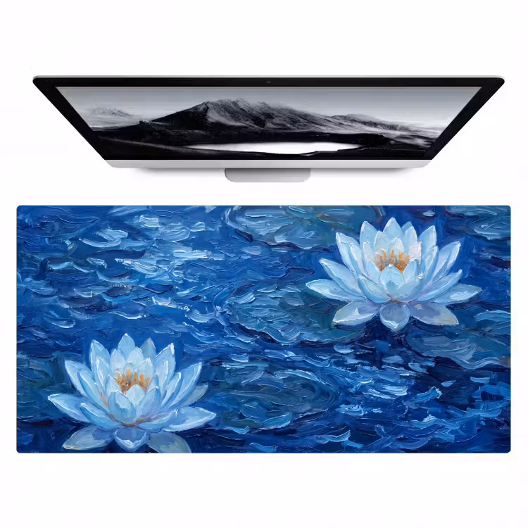 Bureau onderlegger - Bloemen - Water - Blauw — 1