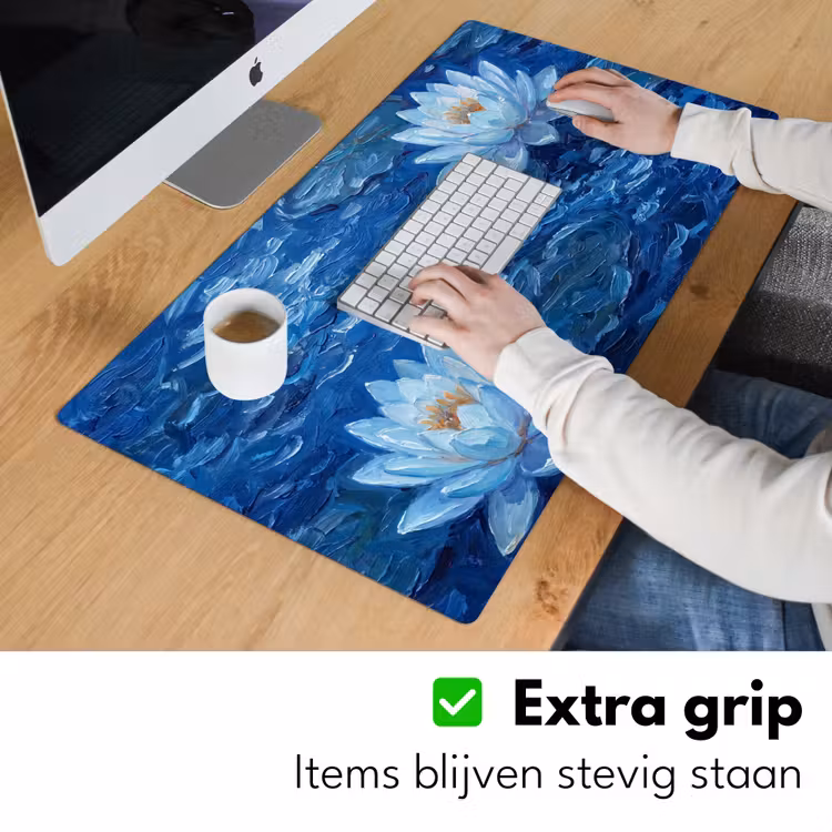 Bureau onderlegger - Bloemen - Water - Blauw — 6