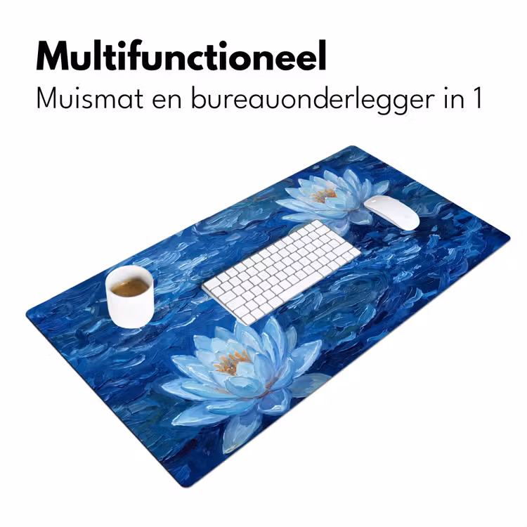 Bureau onderlegger - Bloemen - Water - Blauw — 7
