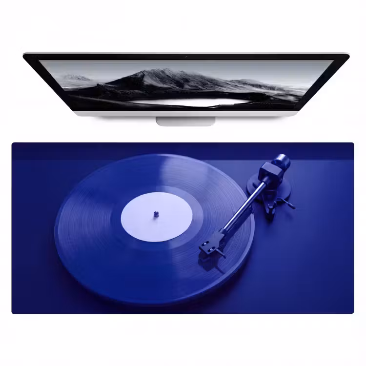 Bureau onderlegger - Platenspeler - Vinyl - Blauw — 1