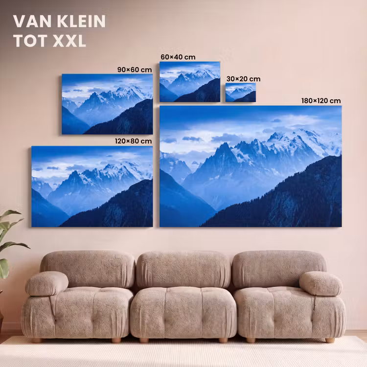 Canvas schilderij - Bergen - Sneeuw - Blauw — 8
