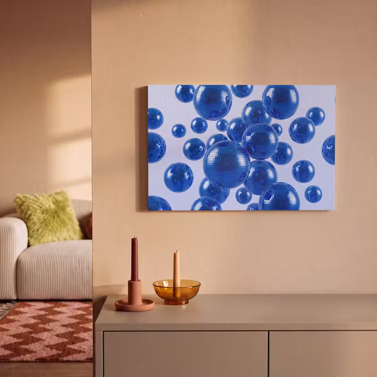 Canvas schilderij - Blauwe disco bal — 2