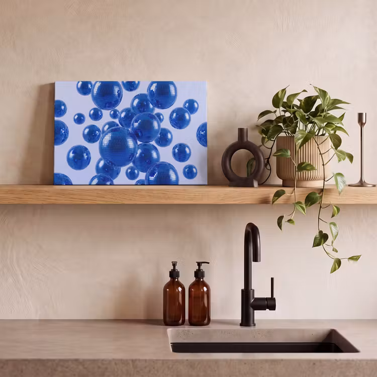 Canvas schilderij - Blauwe disco bal — 4