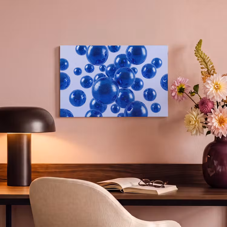 Canvas schilderij - Blauwe disco bal — 6