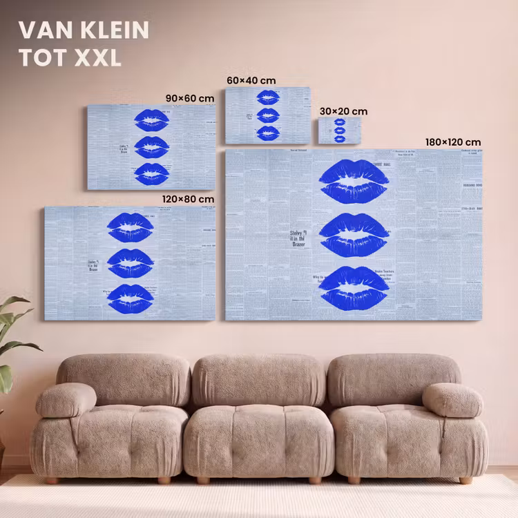 Canvas schilderij - Blauwe lippen krant — 8