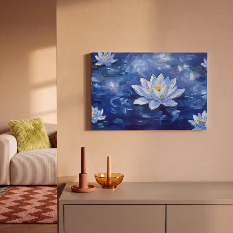 Canvas schilderij - Blauwe waterlelie - Water — 2