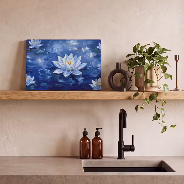 Canvas schilderij - Blauwe waterlelie - Water — 4