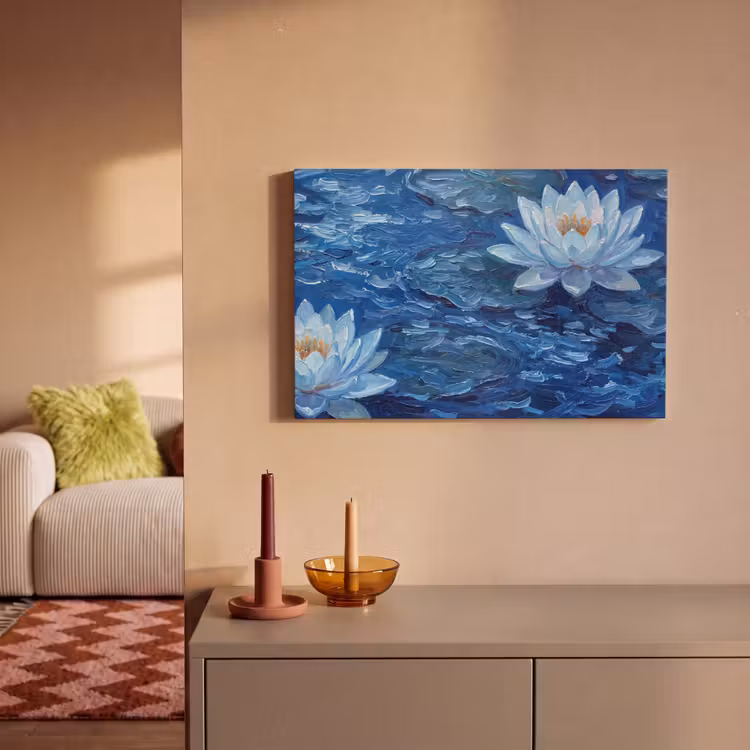 Canvas schilderij - Bloemen - Water - Blauw — 2