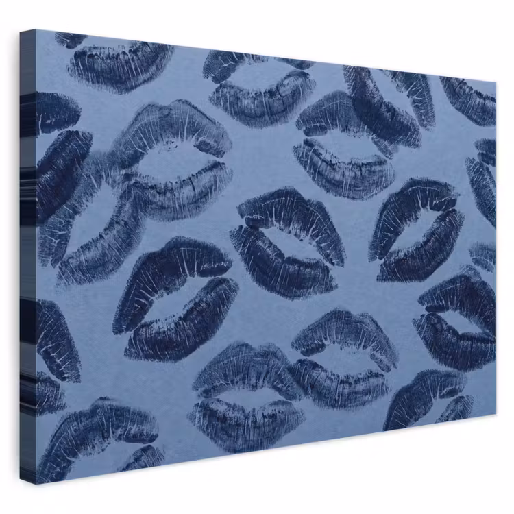 Canvas schilderij - Lippen - Patroon - Blauw — 1