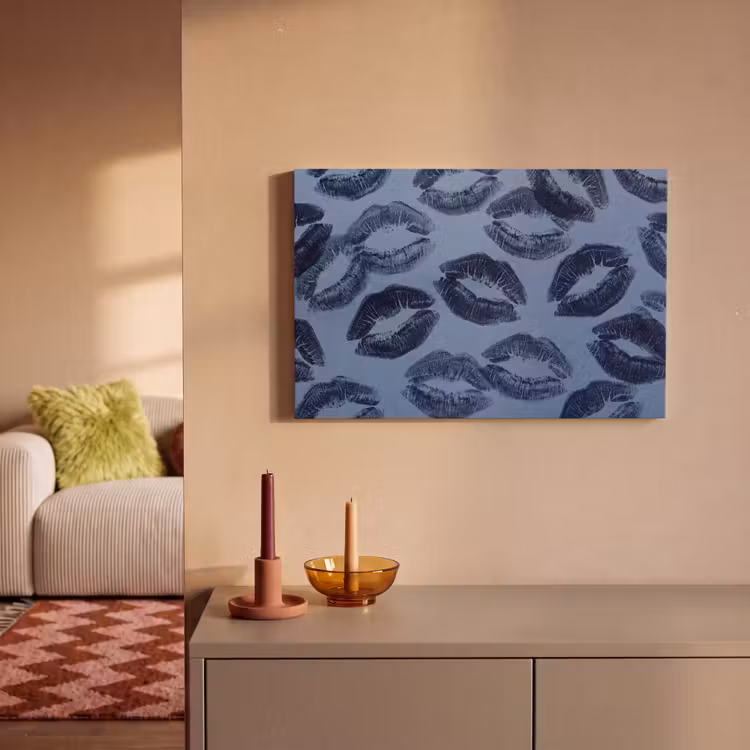 Canvas schilderij - Lippen - Patroon - Blauw — 2