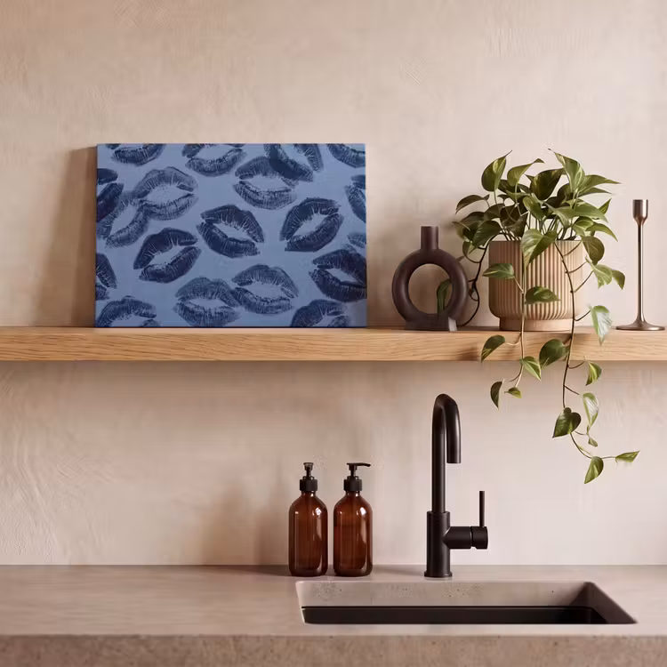 Canvas schilderij - Lippen - Patroon - Blauw — 4
