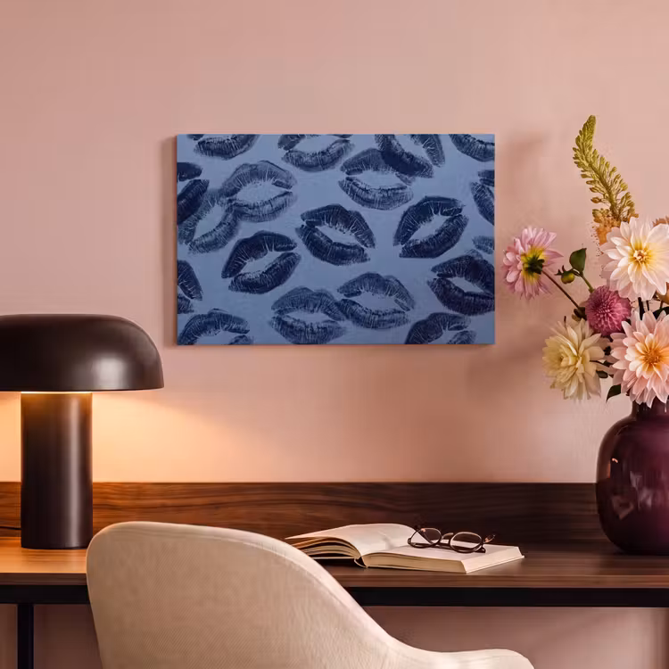 Canvas schilderij - Lippen - Patroon - Blauw — 6