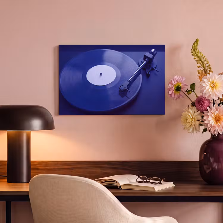 Canvas schilderij - Platenspeler - Vinyl - Blauw — 6