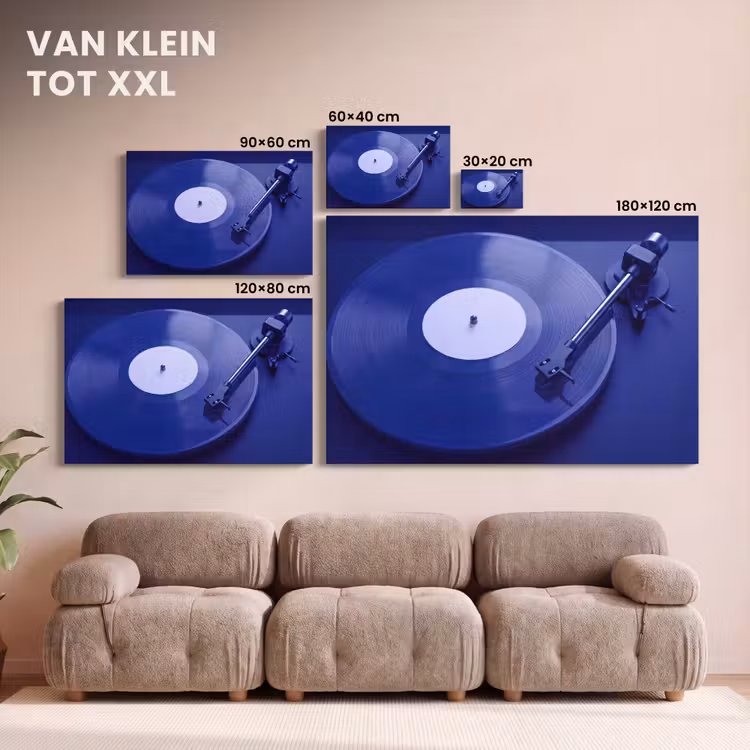 Canvas schilderij - Platenspeler - Vinyl - Blauw — 8