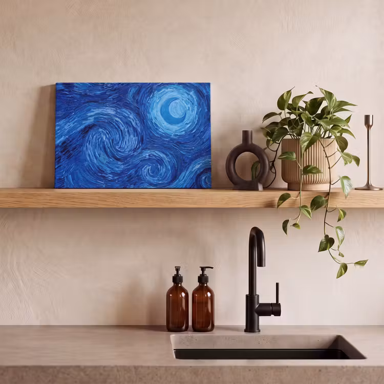 Canvas schilderij - Wervelingen - Blauw - Modern — 4
