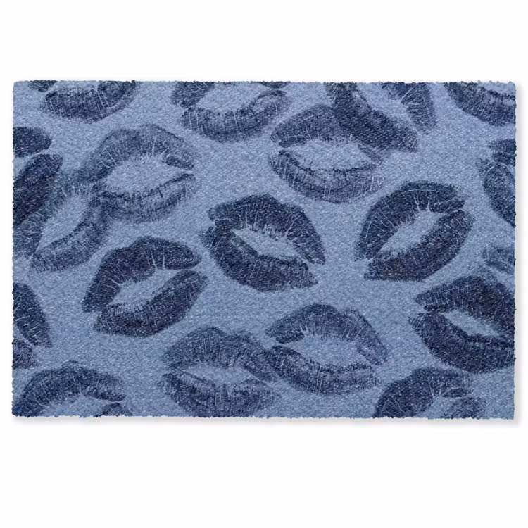 Deurmat - Lippen - Patroon - Blauw — 1
