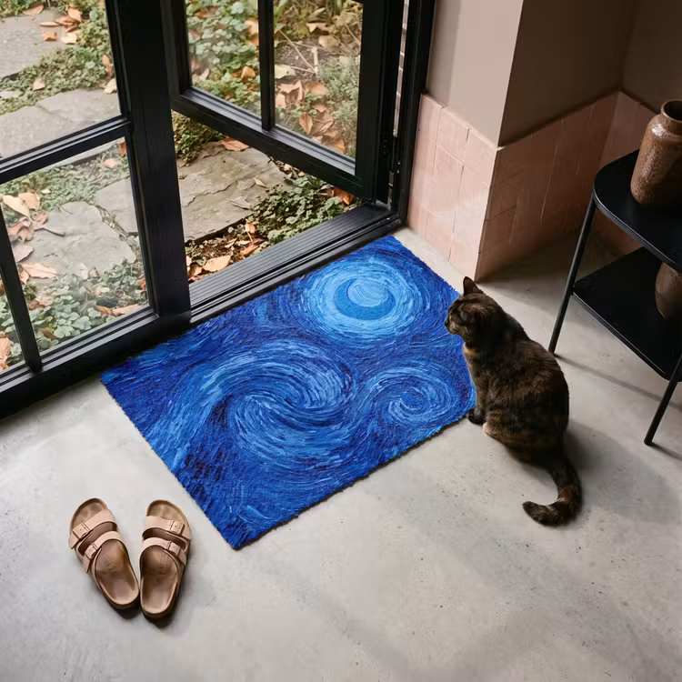 Deurmat - Wervelingen - Blauw - Modern — 2