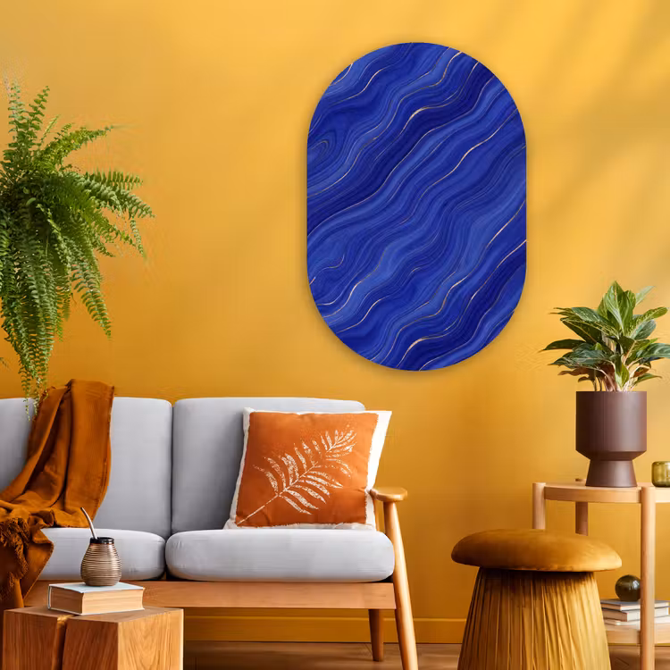 Muurovaal - Glas - Abstract - Lijnen - Blauw — 3