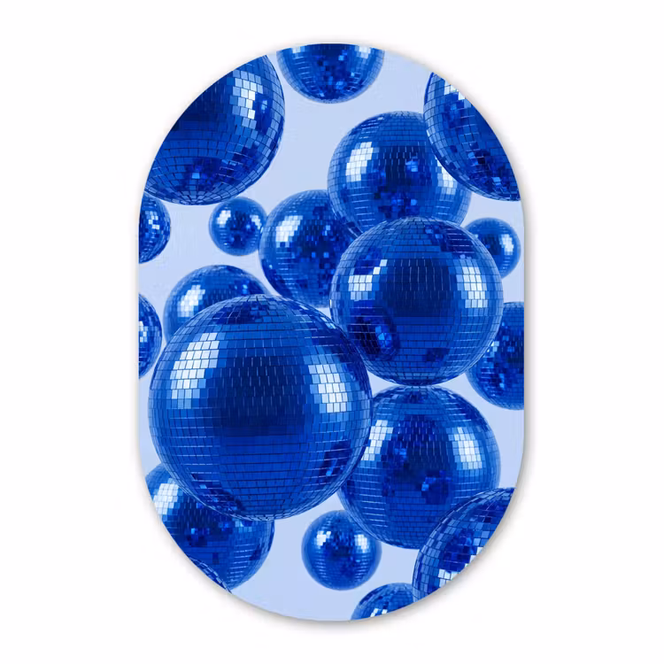 Muurovaal - Glas - Blauwe disco bal — 1