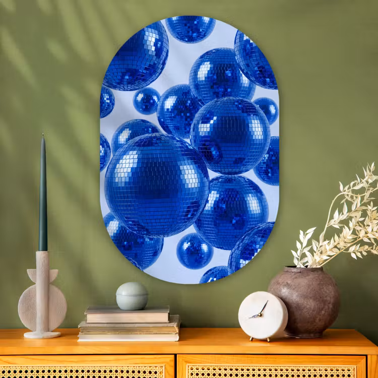 Muurovaal - Glas - Blauwe disco bal — 2