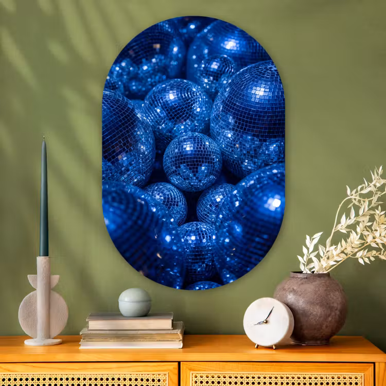 Muurovaal - Glas - Discobal - Feest - Blauw — 2