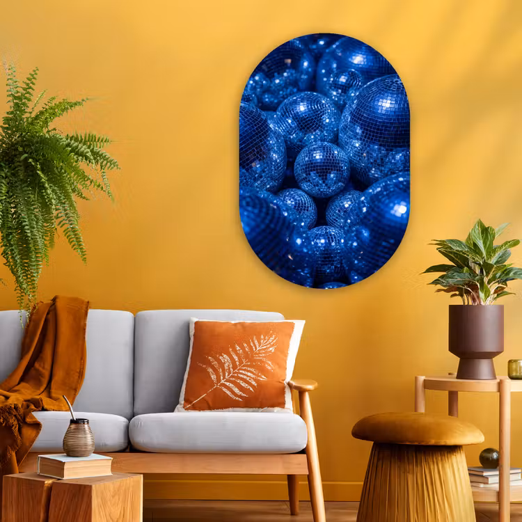 Muurovaal - Glas - Discobal - Feest - Blauw — 3