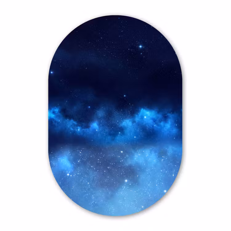 Muurovaal - Glas - Sterrenhemel - Nevels - Blauw — 1