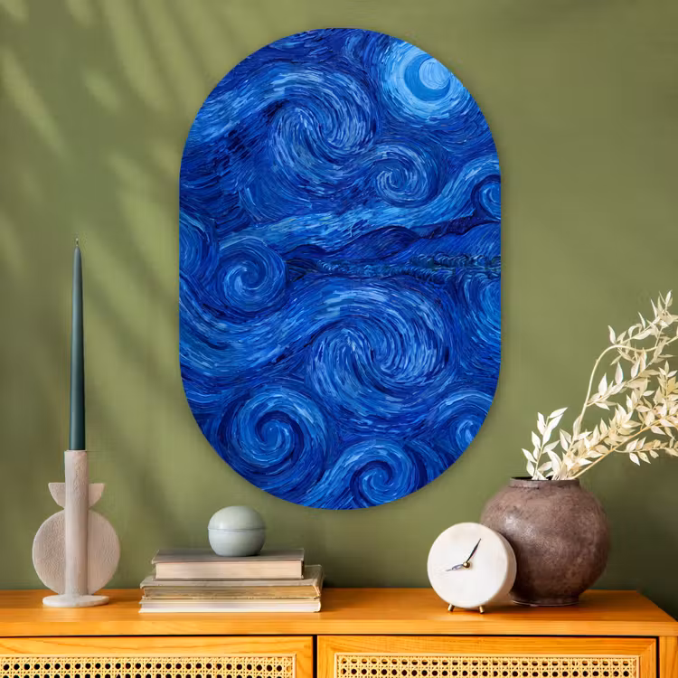 Muurovaal - Glas - Wervelingen - Blauw - Modern — 2