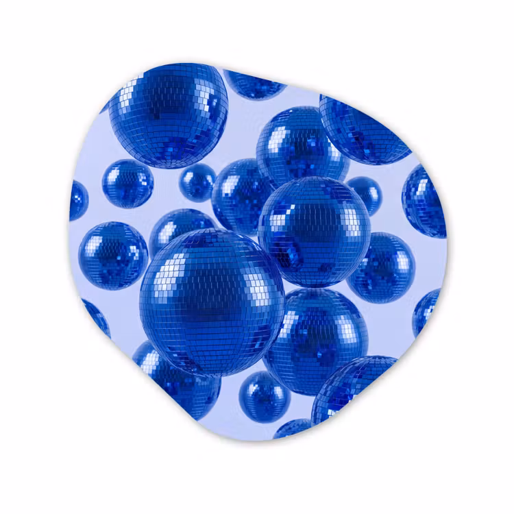 Organisch schilderij - Glas - Blauwe disco bal — 1