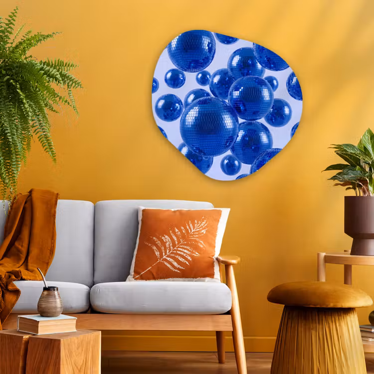 Organisch schilderij - Glas - Blauwe disco bal — 3